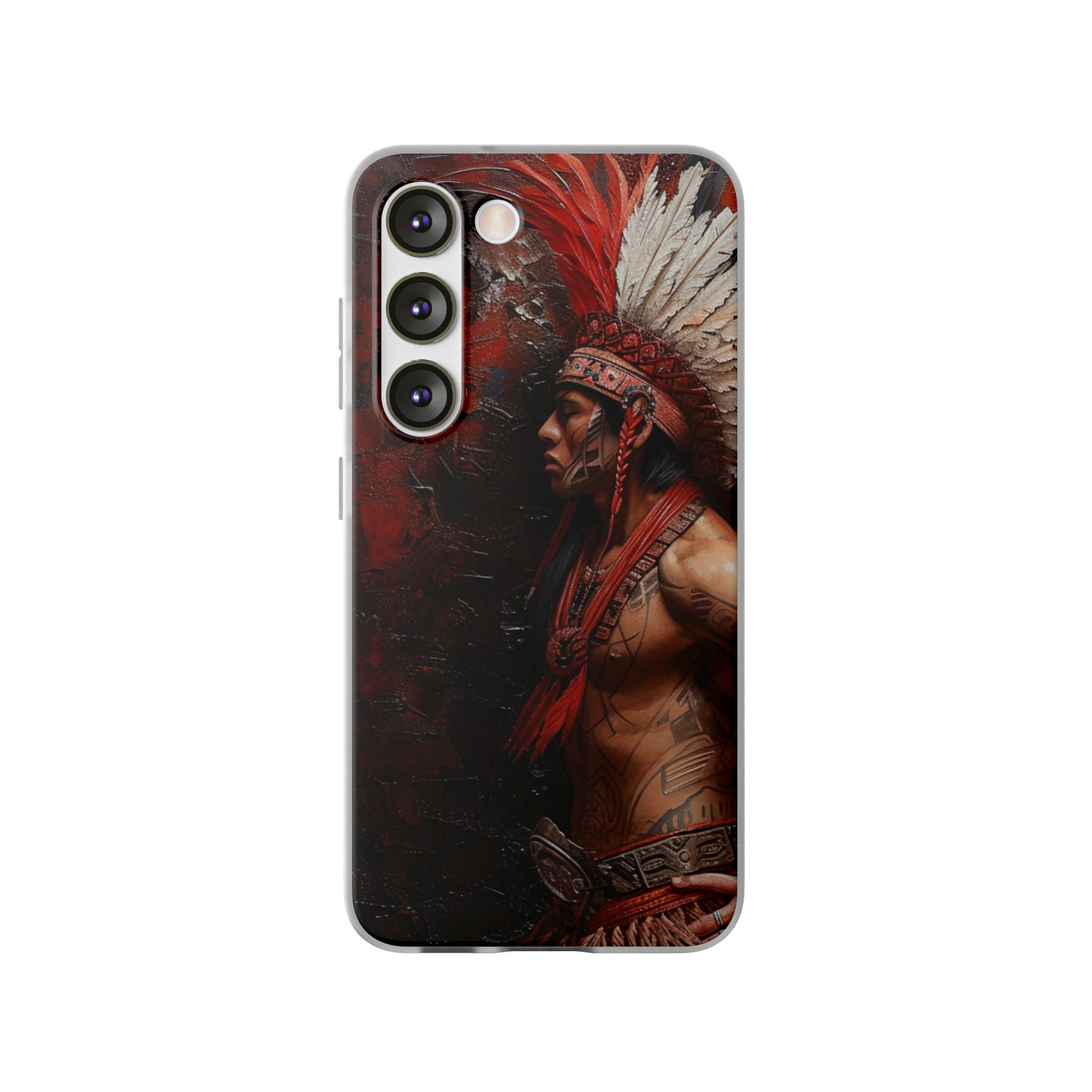 Aztec Noble Warrior – Flexi Phone Case (iPhone & Samsung • Clear TPU • Made in USA • Personalized Option)