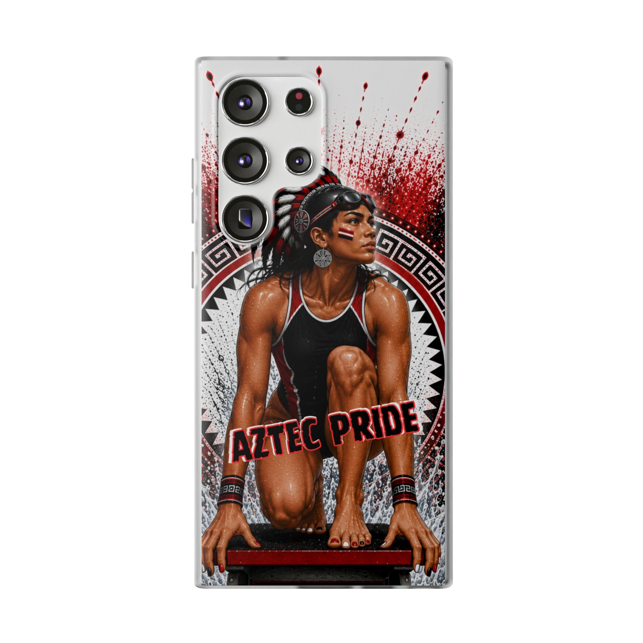 Aztec Swim & Dive Warrior – Flexi Phone Case (iPhone & Samsung • Clear TPU • Made & Shipped in the USA • 🚚 FREE USA Shipping • Personalized Option)