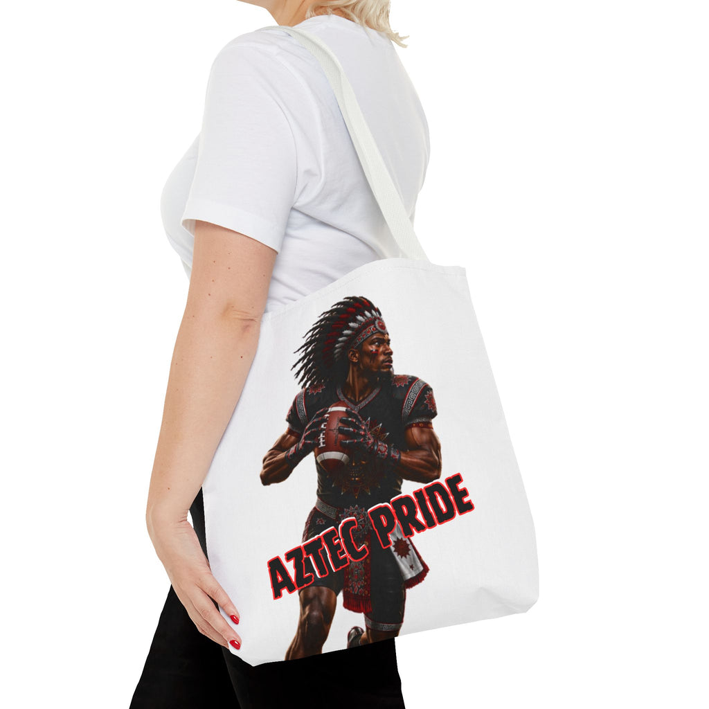 Aztec Football Quarterback Warrior Tote Bag | Aztec-Inspired AI Art • Made & Shipped in the USA • 🚚 FREE USA Shipping • FREE Personalization