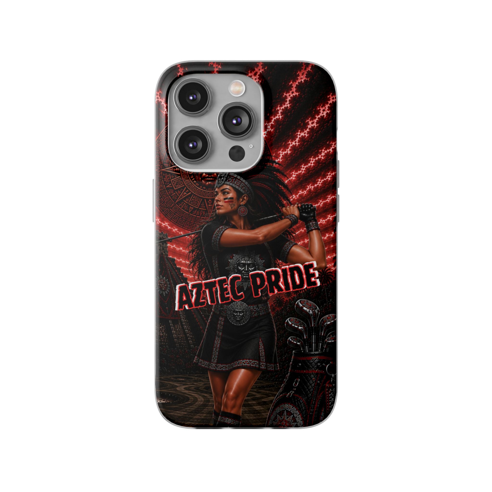 Aztec Golf Female Warrior – Flexi Phone Case (iPhone & Samsung • Clear TPU • Made & Shipped in the USA • 🚚 FREE USA Shipping • Personalized Option)