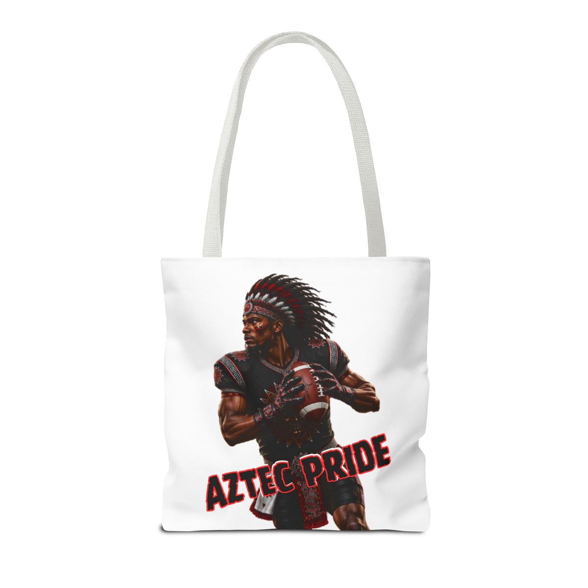 Aztec Football Quarterback Warrior Tote Bag | Aztec-Inspired AI Art • Made & Shipped in the USA • 🚚 FREE USA Shipping • FREE Personalization
