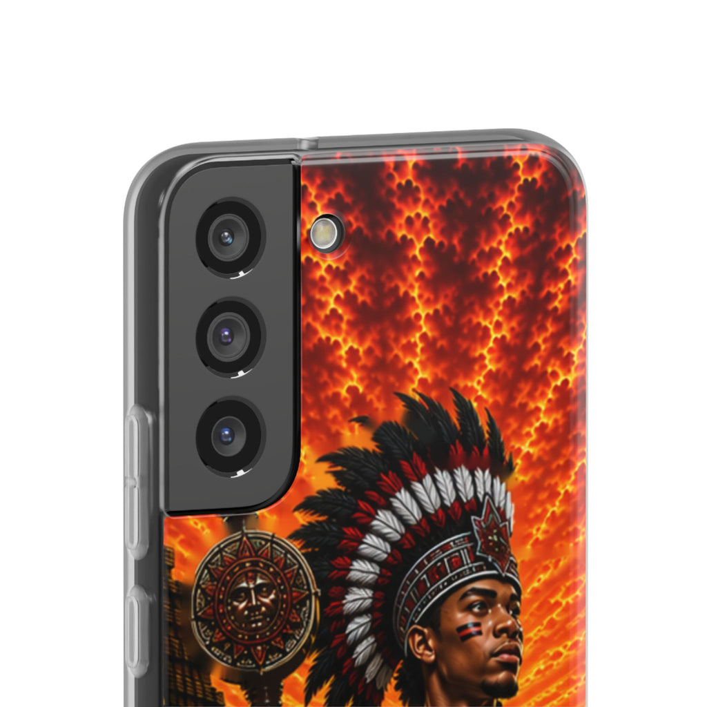 Aztec Drum Major Warrior – Flexi Phone Case (iPhone & Samsung • Clear TPU • Made & Shipped in the USA • 🚚 FREE USA Shipping • Personalized Option)