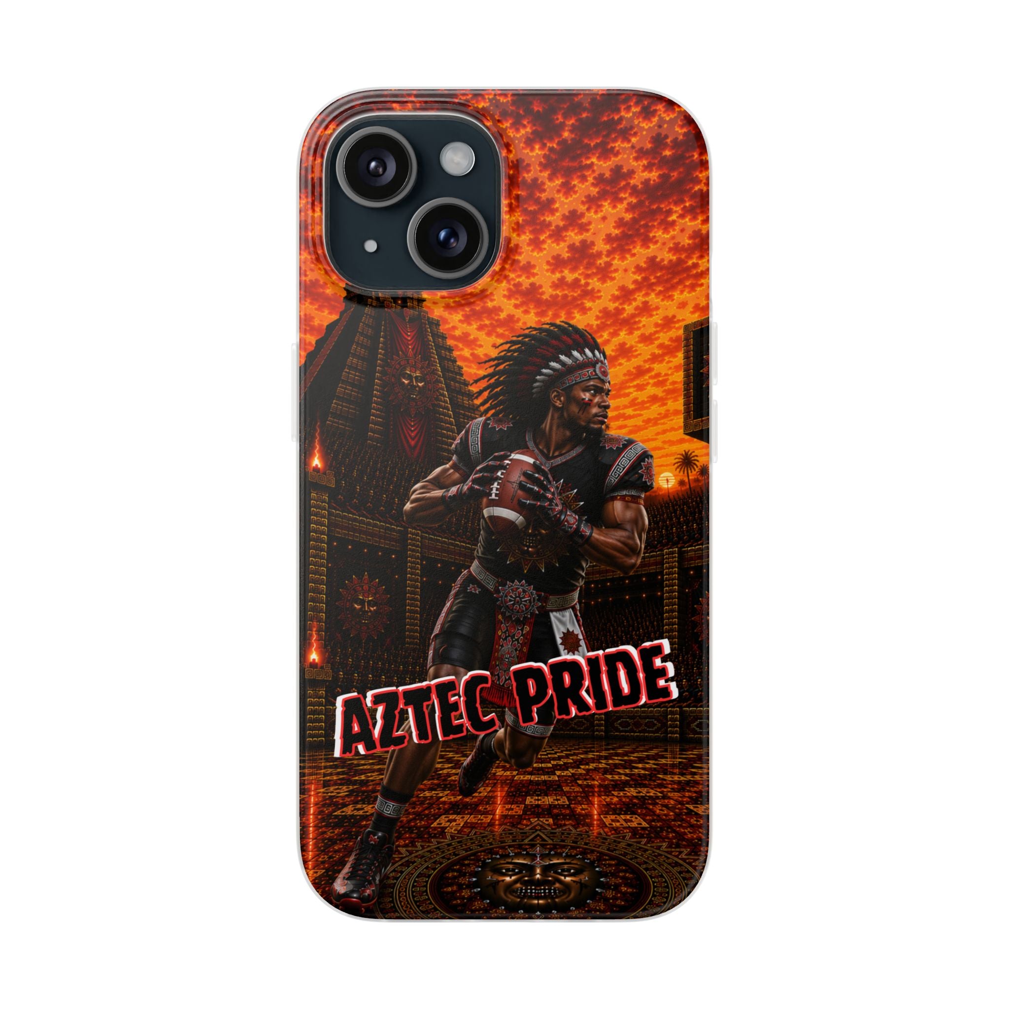 Aztec Football Warrior – Flexi Phone Case (iPhone & Samsung • Clear TPU • Made & Shipped in the USA • 🚚 FREE USA Shipping • Personalized Option)