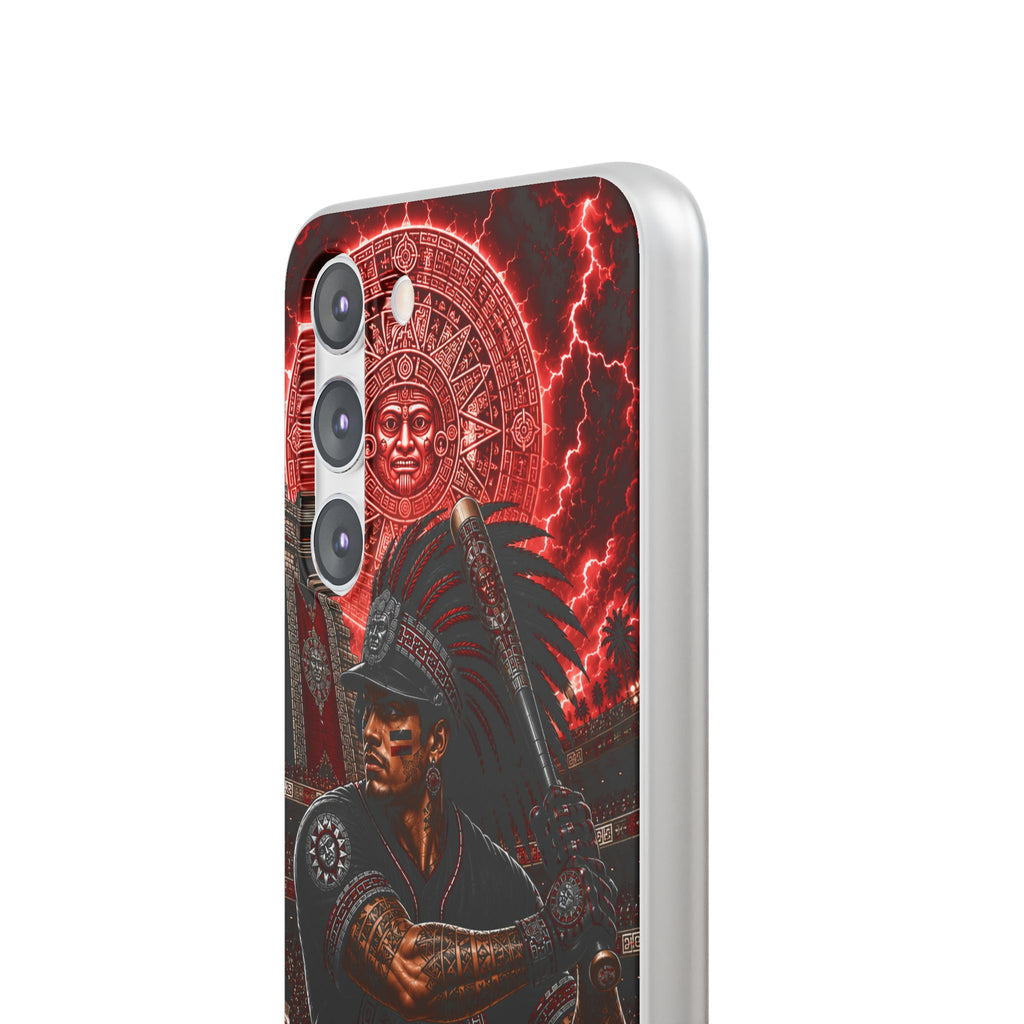 Aztec Baseball Warrior – Flexi Phone Case (iPhone & Samsung • Clear TPU • Made & Shipped in the USA • 🚚 FREE USA Shipping • Personalized Option)