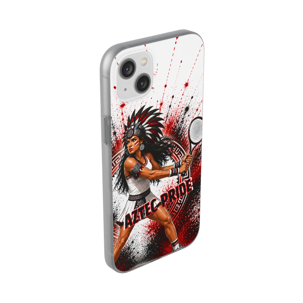 Aztec Tennis Female Warrior – Flexi Phone Case (iPhone & Samsung • Clear TPU • Made & Shipped in the USA • 🚚 FREE USA Shipping • Personalized Option)