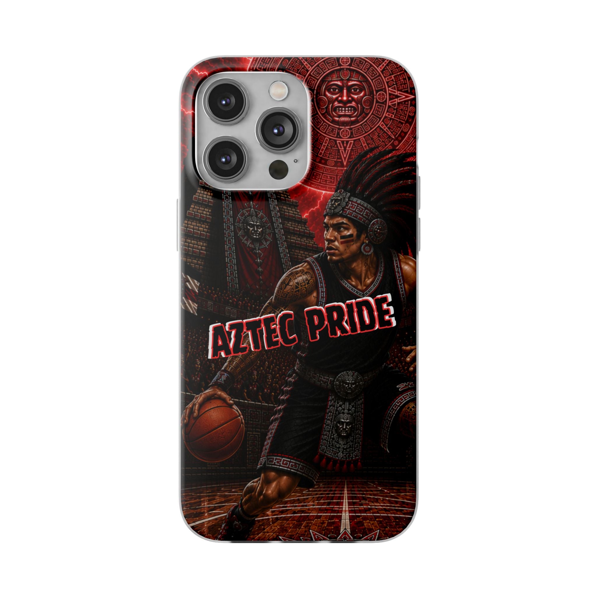 Aztec Basketall Warrior – Flexi Phone Case (iPhone & Samsung • Clear TPU • Made & Shipped in the USA • 🚚 FREE USA Shipping • Personalized Option)