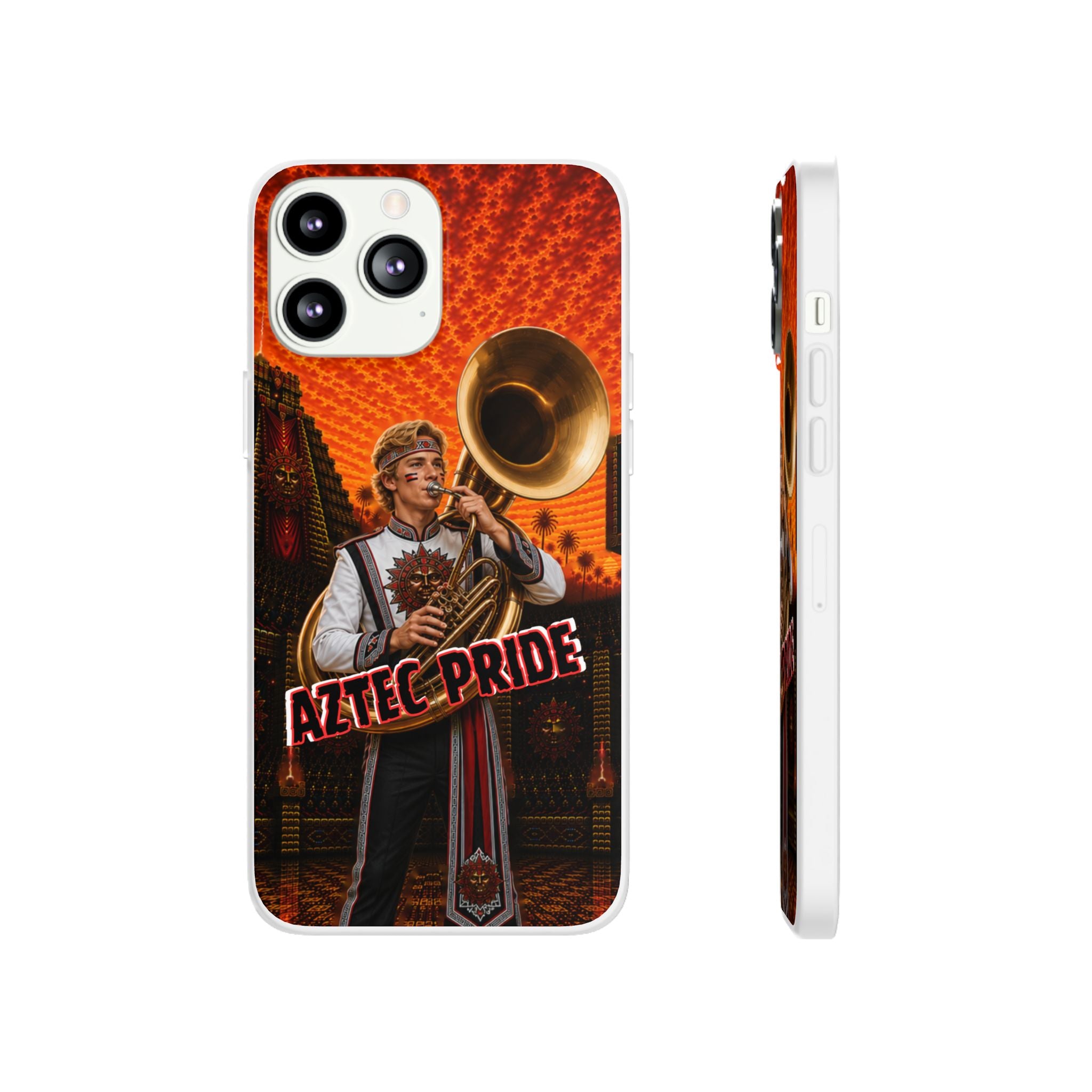 Aztec Band Warrior – Flexi Phone Case (iPhone & Samsung • Clear TPU • Made & Shipped in the USA • 🚚 FREE USA Shipping • Personalized Option)