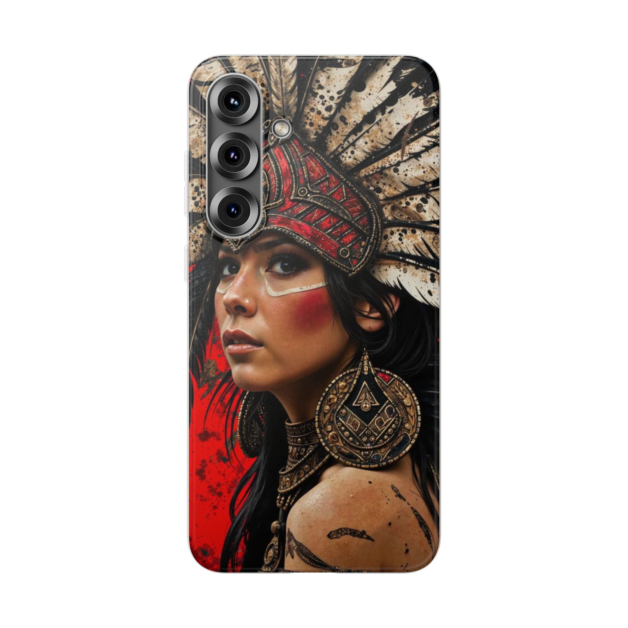 Aztec Moon Goddess – Flexi Phone Case (iPhone & Samsung • Clear TPU • Made in USA • Personalized Option)