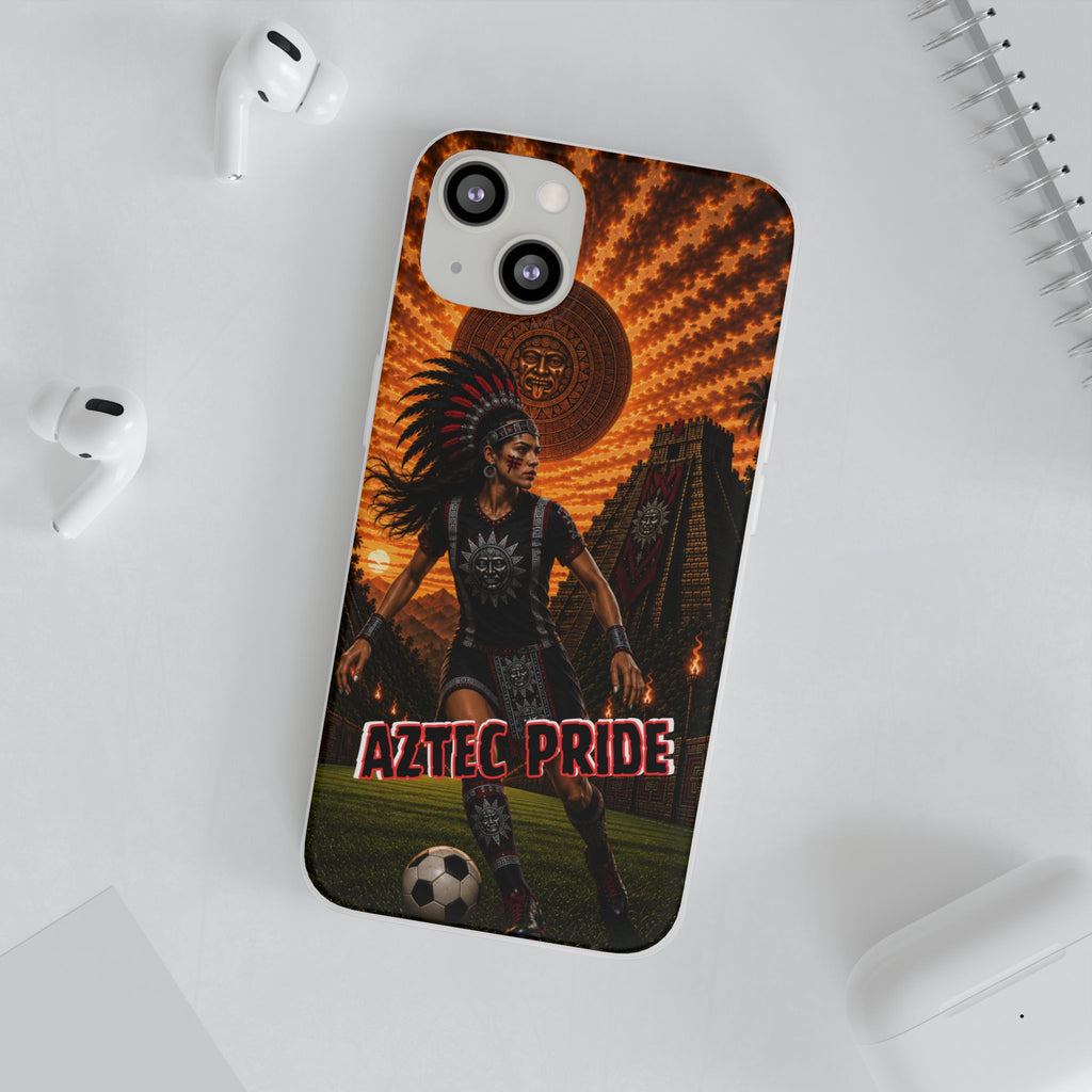 Aztec Soccer Female Warrior – Flexi Phone Case (iPhone & Samsung • Clear TPU • Made & Shipped in the USA • 🚚 FREE USA Shipping • Personalized Option)