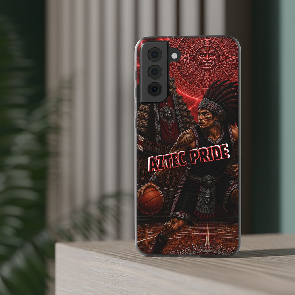 Aztec Basketall Warrior – Flexi Phone Case (iPhone & Samsung • Clear TPU • Made & Shipped in the USA • 🚚 FREE USA Shipping • Personalized Option)