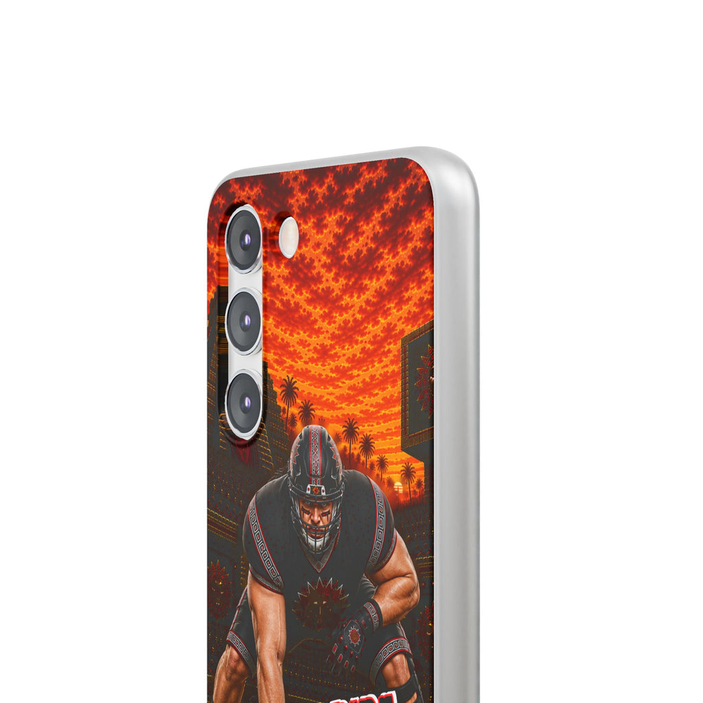 Aztec Football Warrior – Flexi Phone Case (iPhone & Samsung • Clear TPU • Made & Shipped in the USA • 🚚 FREE USA Shipping • Personalized Option)