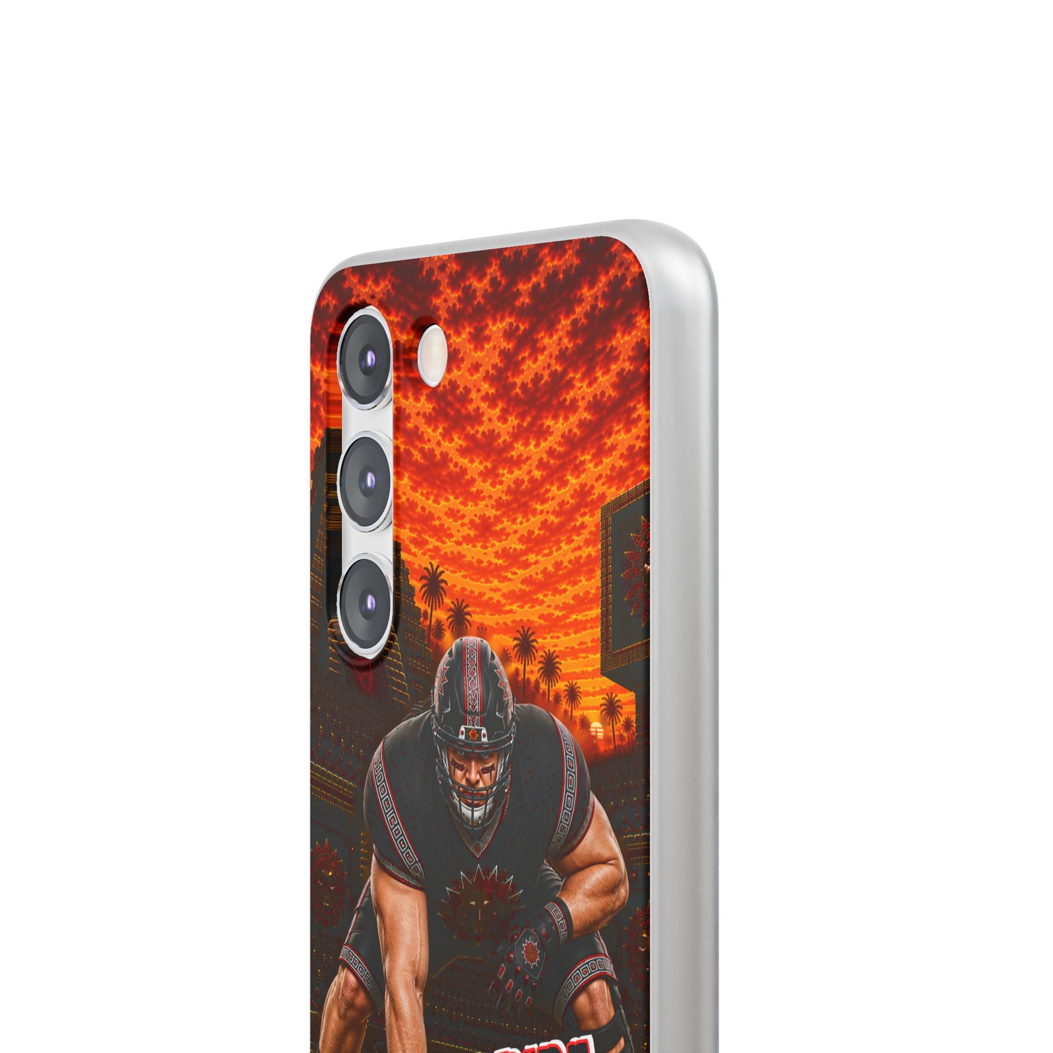 Aztec Football Warrior – Flexi Phone Case (iPhone & Samsung • Clear TPU • Made & Shipped in the USA • 🚚 FREE USA Shipping • Personalized Option)