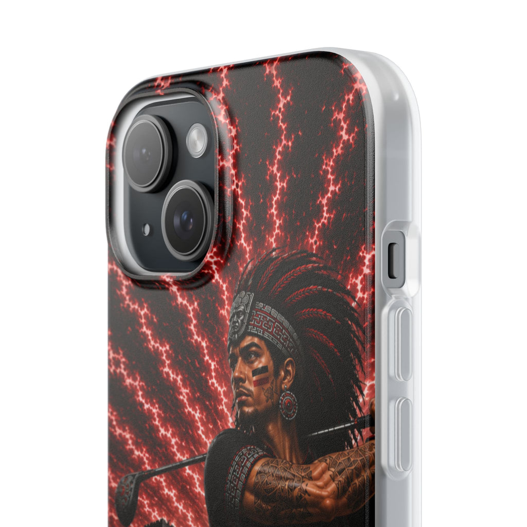 Aztec Golf Male Warrior – Flexi Phone Case (iPhone & Samsung • Clear TPU • Made & Shipped in the USA • 🚚 FREE USA Shipping • Personalized Option)