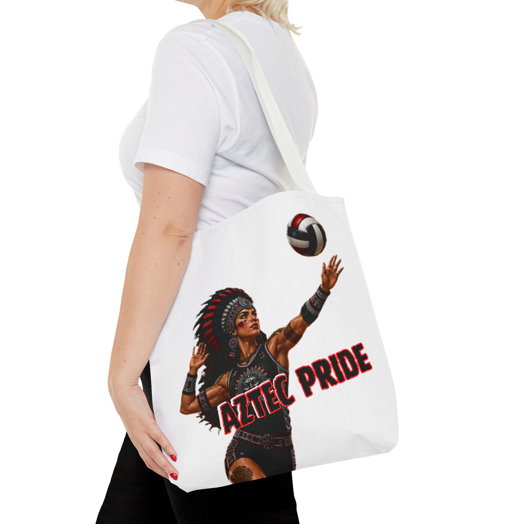 Aztec Volleyball Warrior Tote Bag | Aztec-Inspired AI Art • Made & Shipped in the USA • 🚚 FREE USA Shipping • FREE Personalization