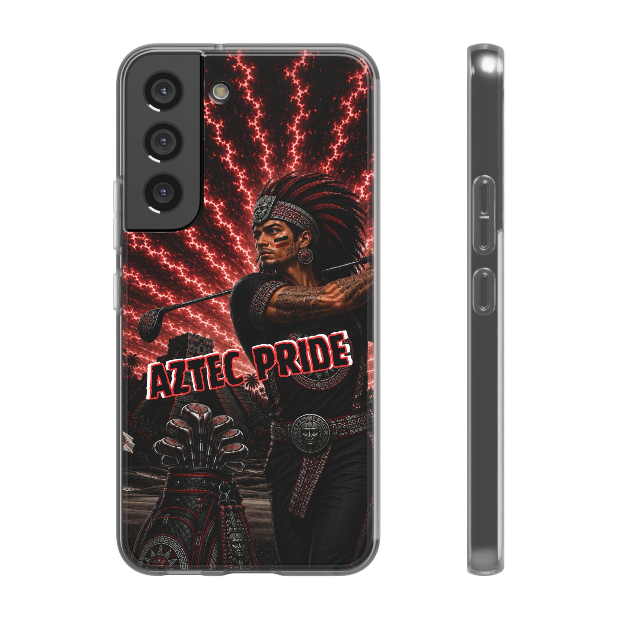 Aztec Golf Male Warrior – Flexi Phone Case (iPhone & Samsung • Clear TPU • Made & Shipped in the USA • 🚚 FREE USA Shipping • Personalized Option)