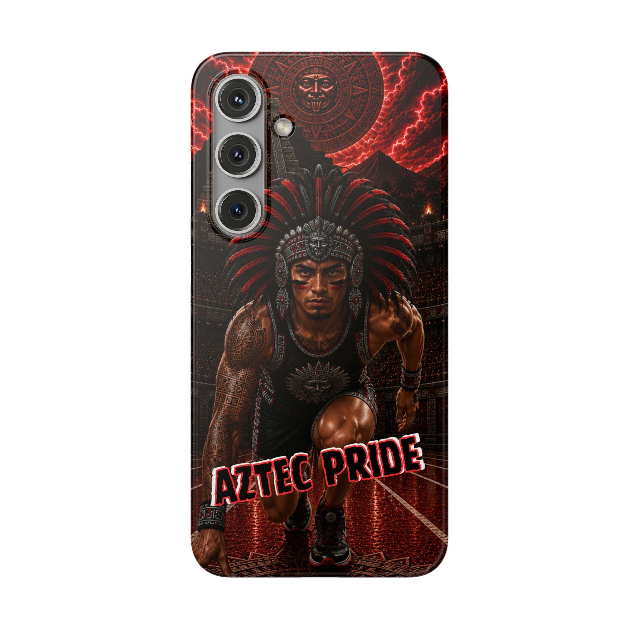 Aztec Track & Field Male Warrior – Flexi Phone Case (iPhone & Samsung • Clear TPU • Made & Shipped in the USA • 🚚 FREE USA Shipping • Personalized Option)