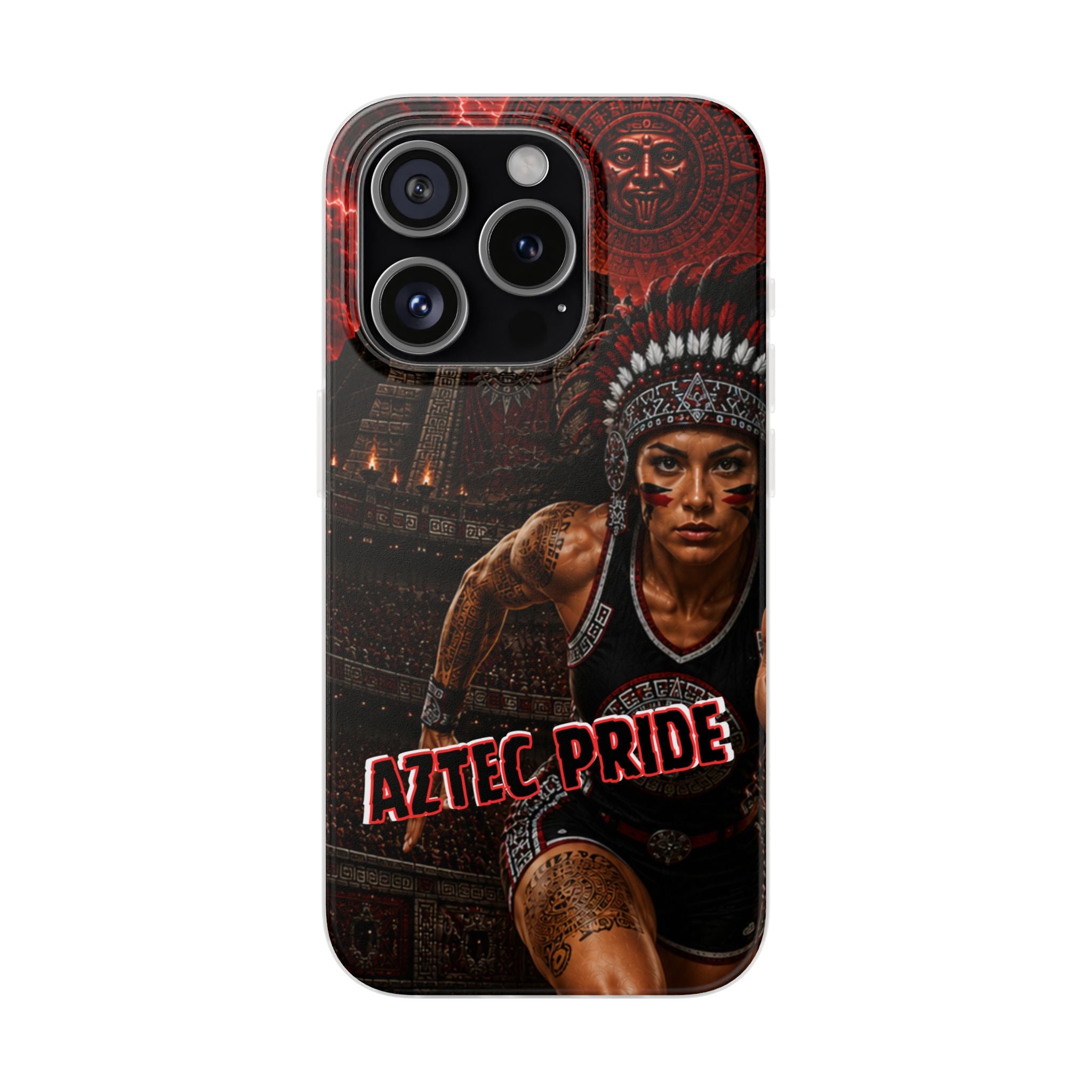 Aztec Track & Field Female Warrior – Flexi Phone Case (iPhone & Samsung • Clear TPU • Made & Shipped in the USA • 🚚 FREE USA Shipping • Personalized Option)