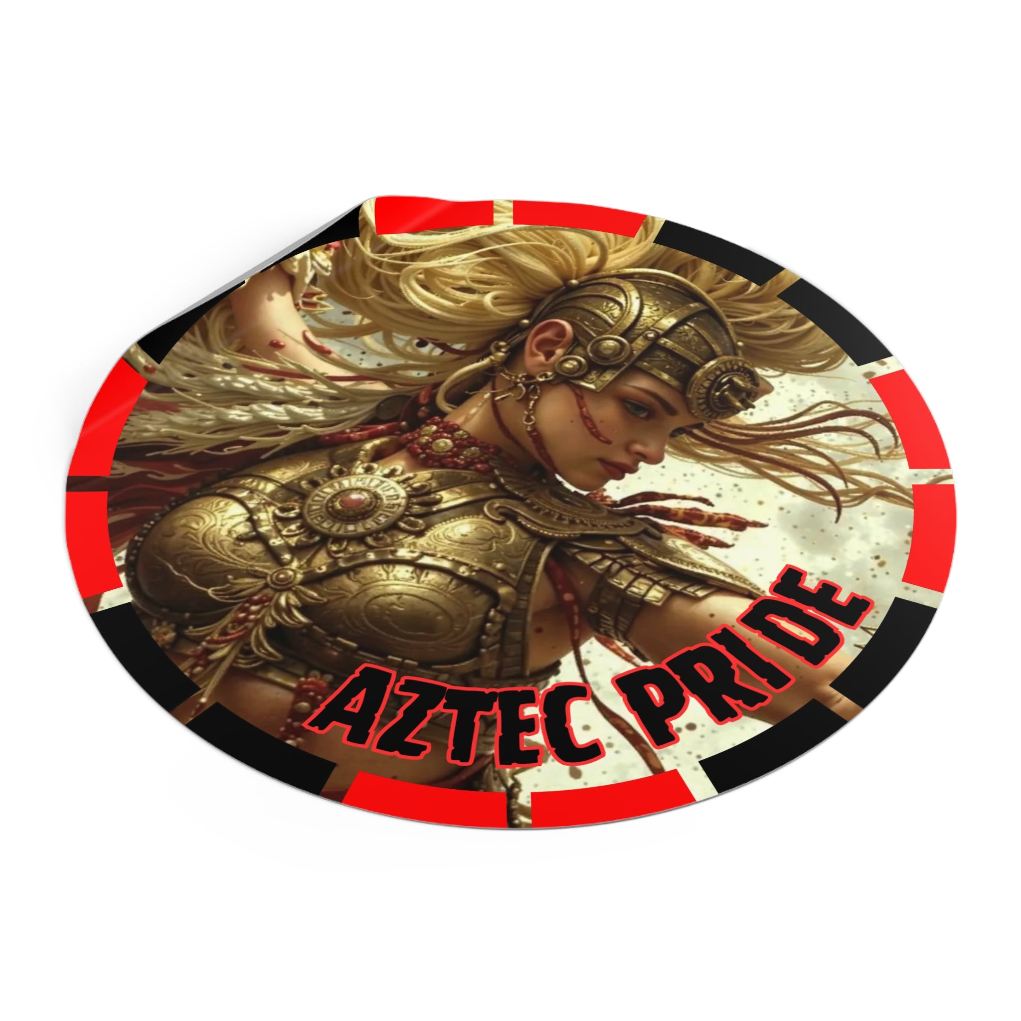 Aztec Iron Queen Round Vinyl Sticker – Waterproof Matte Decal (2”–6”)