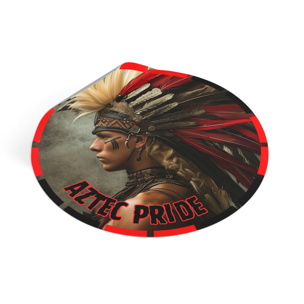 Aztec Storm Warrior Round Vinyl Sticker – Waterproof Matte Decal (2”–6”)