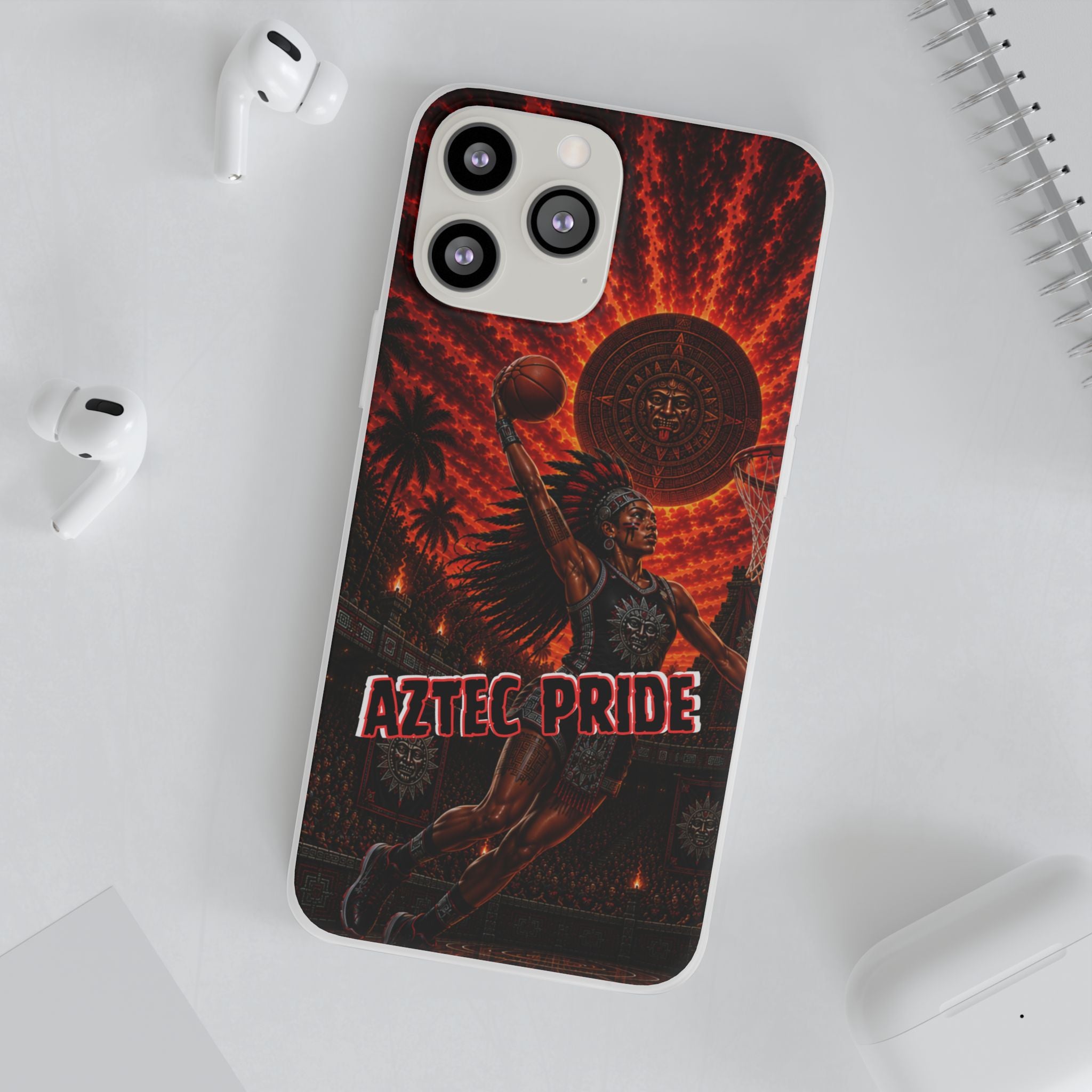 Aztec Basketball Female Warrior – Flexi Phone Case (iPhone & Samsung • Clear TPU • Made & Shipped in the USA • 🚚 FREE USA Shipping • Personalized Option)
