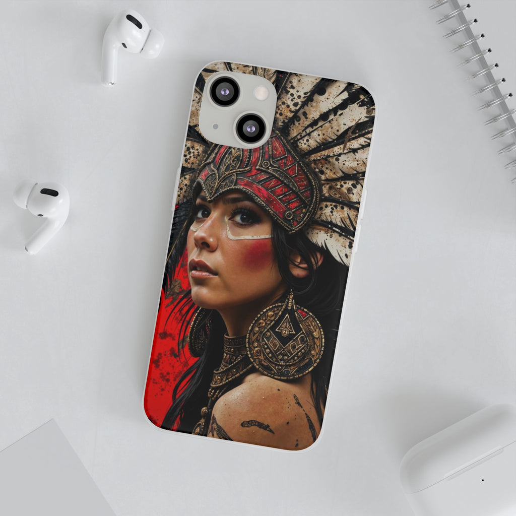 Aztec Moon Goddess – Flexi Phone Case (iPhone & Samsung • Clear TPU • Made in USA • Personalized Option)