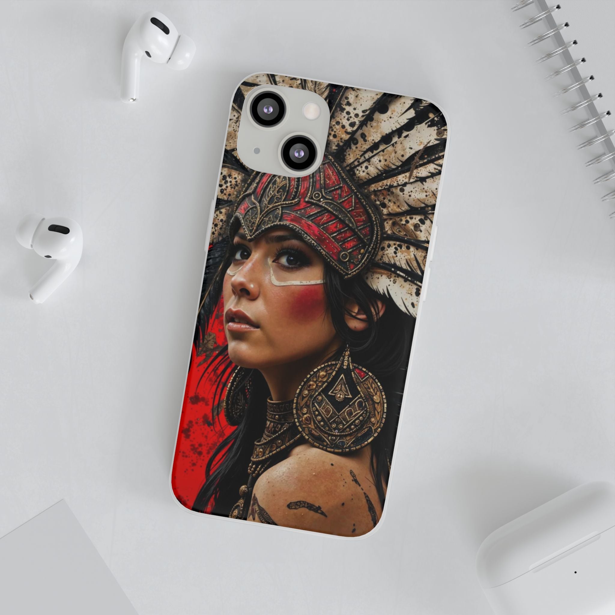 Aztec Moon Goddess – Flexi Phone Case (iPhone & Samsung • Clear TPU • Made in USA • Personalized Option)
