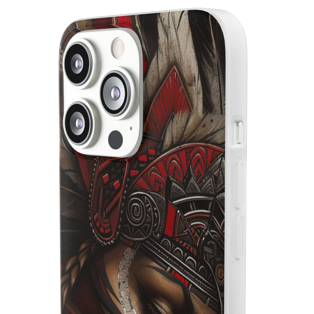 Aztec Sun Goddess – Flexi Phone Case (iPhone & Samsung • Clear TPU • Made in USA • Personalized Option)