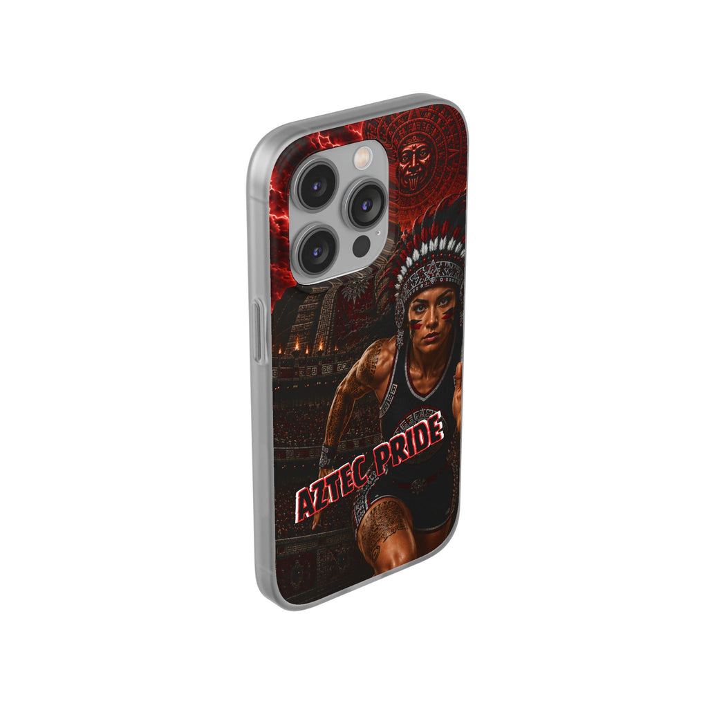 Aztec Track & Field Female Warrior – Flexi Phone Case (iPhone & Samsung • Clear TPU • Made & Shipped in the USA • 🚚 FREE USA Shipping • Personalized Option)