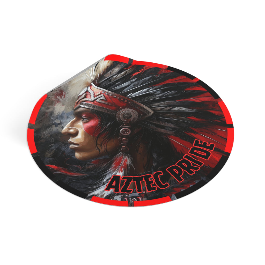 Aztec Silent Warrior Round Vinyl Sticker – Waterproof Matte Decal (2”–6”)