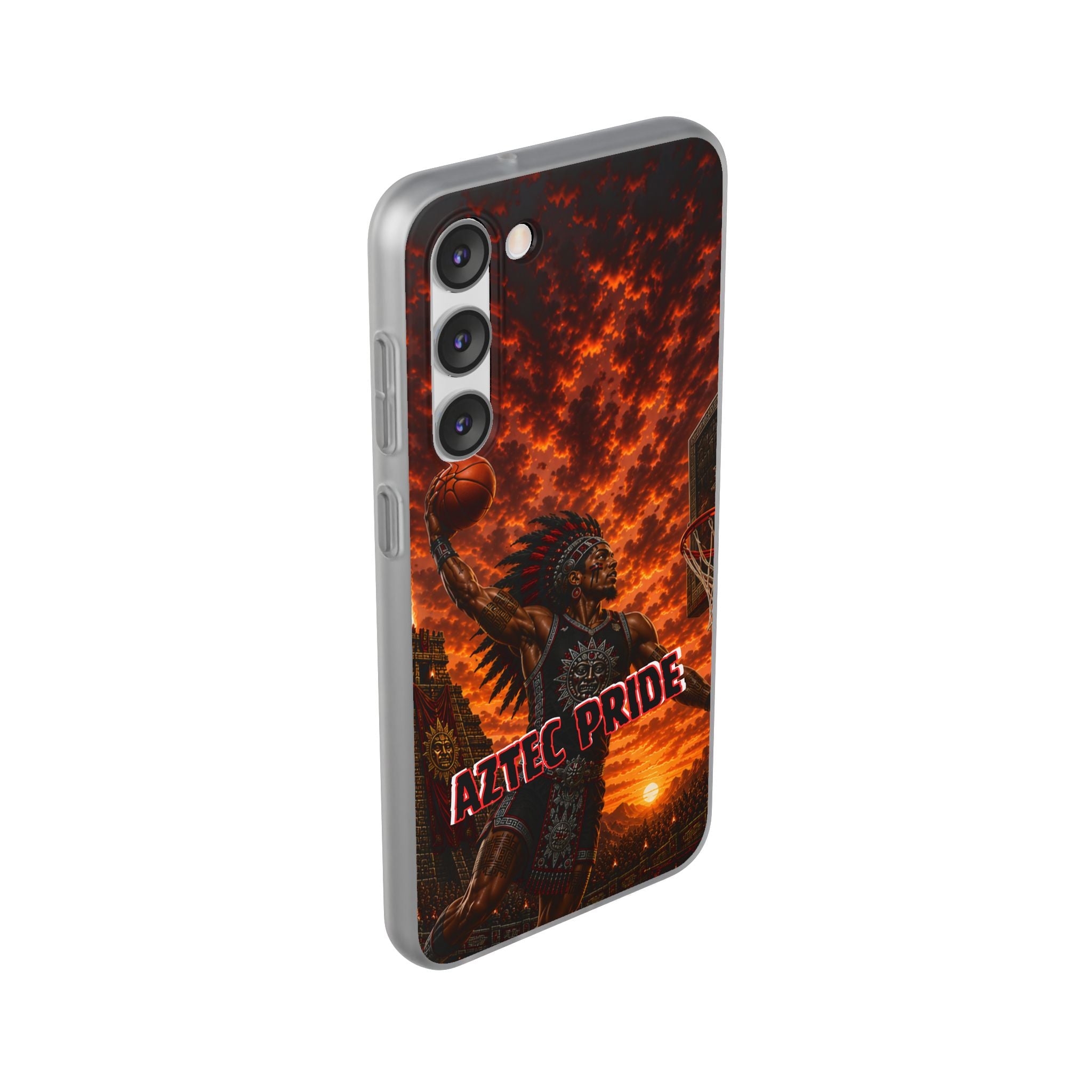 Aztec Basketball Male Warrior – Flexi Phone Case (iPhone & Samsung • Clear TPU • Made & Shipped in the USA • 🚚 FREE USA Shipping • Personalized Option)