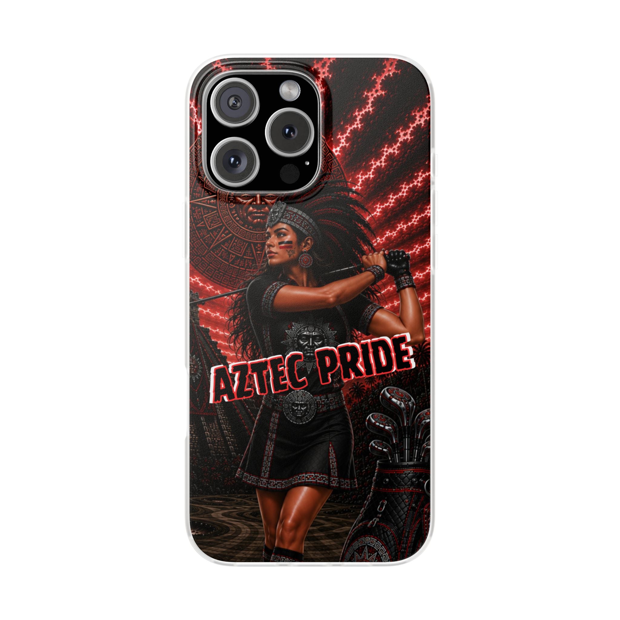 Aztec Golf Female Warrior – Flexi Phone Case (iPhone & Samsung • Clear TPU • Made & Shipped in the USA • 🚚 FREE USA Shipping • Personalized Option)