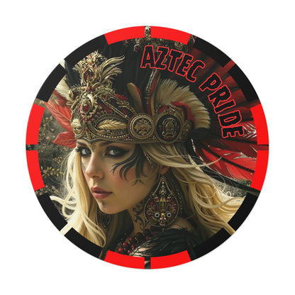 Aztec Fireheart Queen Round Vinyl Sticker – Waterproof Matte Decal (2”–6”)