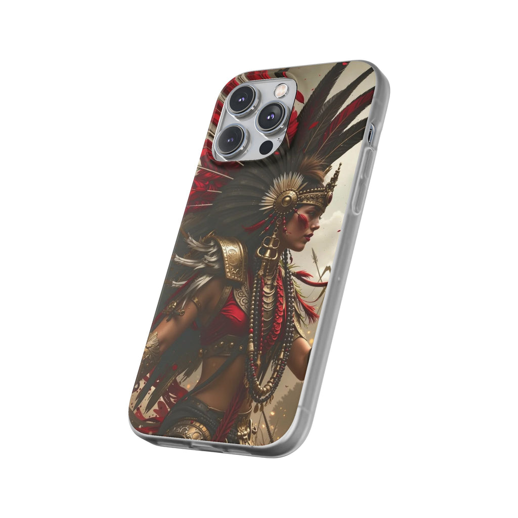 Aztec Warrior Queen – Flexi Phone Case (iPhone & Samsung • Clear TPU • Made in USA • Personalized Option)