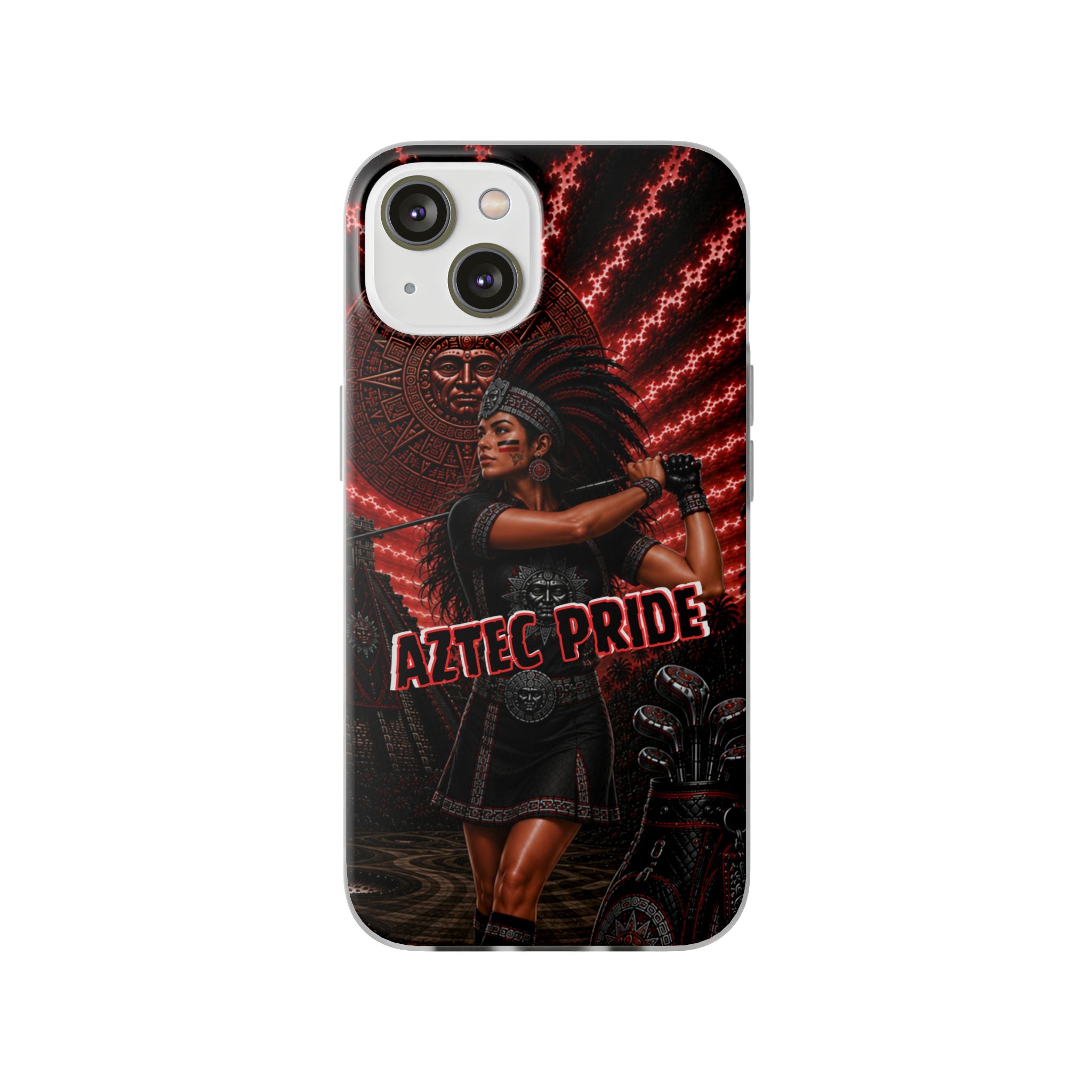 Aztec Golf Female Warrior – Flexi Phone Case (iPhone & Samsung • Clear TPU • Made & Shipped in the USA • 🚚 FREE USA Shipping • Personalized Option)