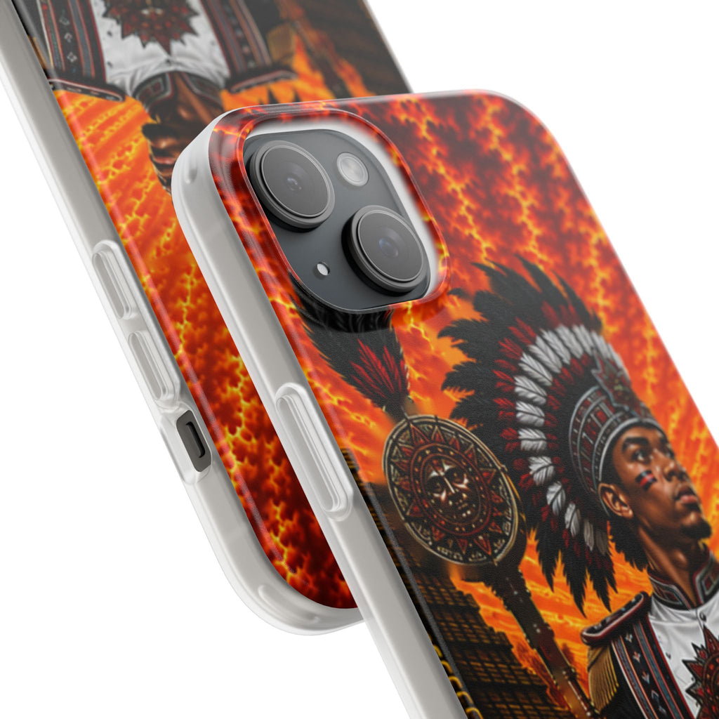 Aztec Drum Major Warrior – Flexi Phone Case (iPhone & Samsung • Clear TPU • Made & Shipped in the USA • 🚚 FREE USA Shipping • Personalized Option)