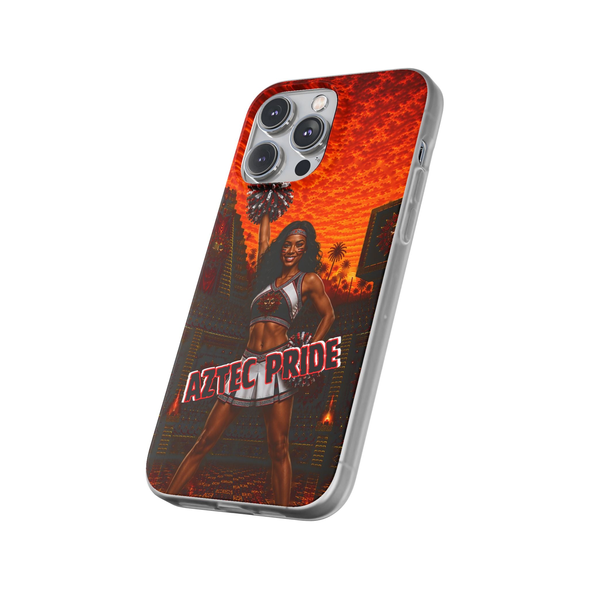 Aztec Cheerleader Warrior – Flexi Phone Case (iPhone & Samsung • Clear TPU • Made & Shipped in the USA • 🚚 FREE USA Shipping • Personalized Option)