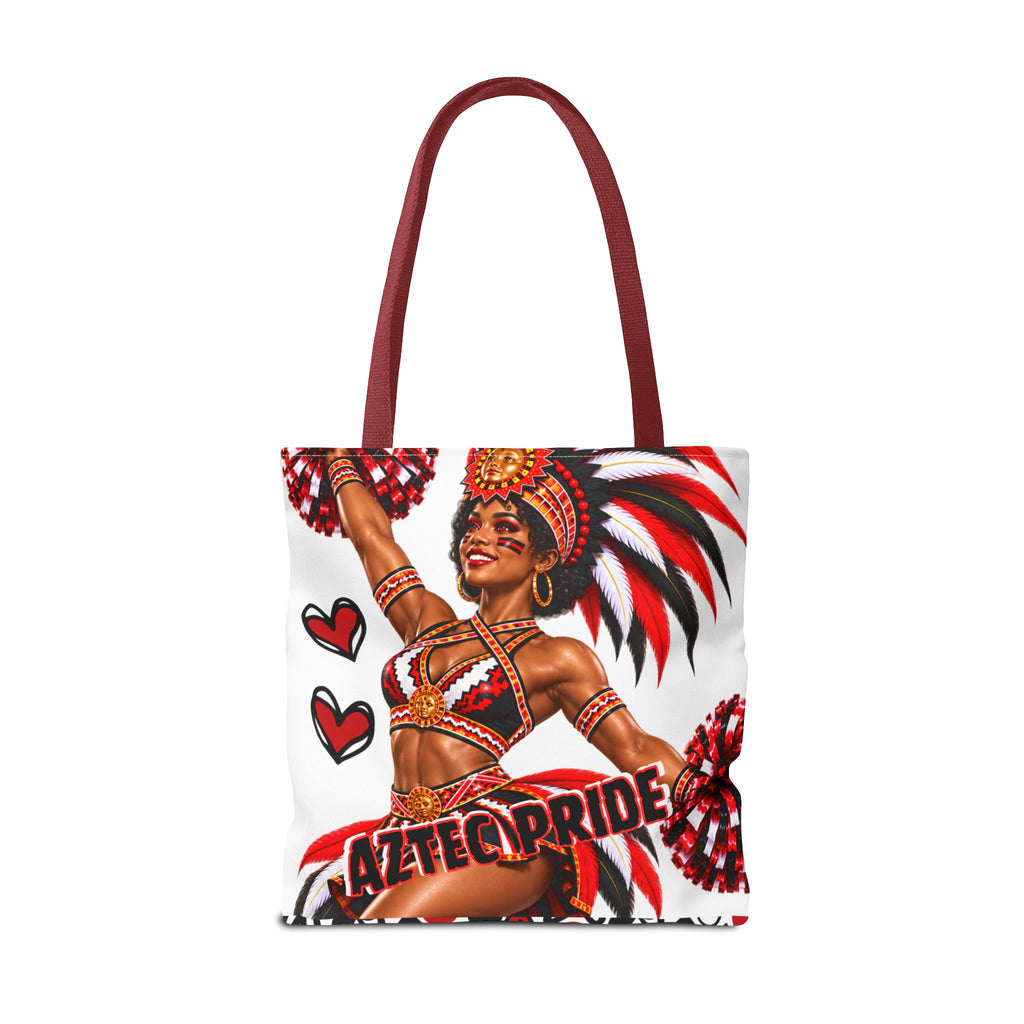Aztec Cheerleader Warrior Tote Bag | Aztec-Inspired AI Art • Made & Shipped in the USA • 🚚 FREE USA Shipping • FREE Personalization