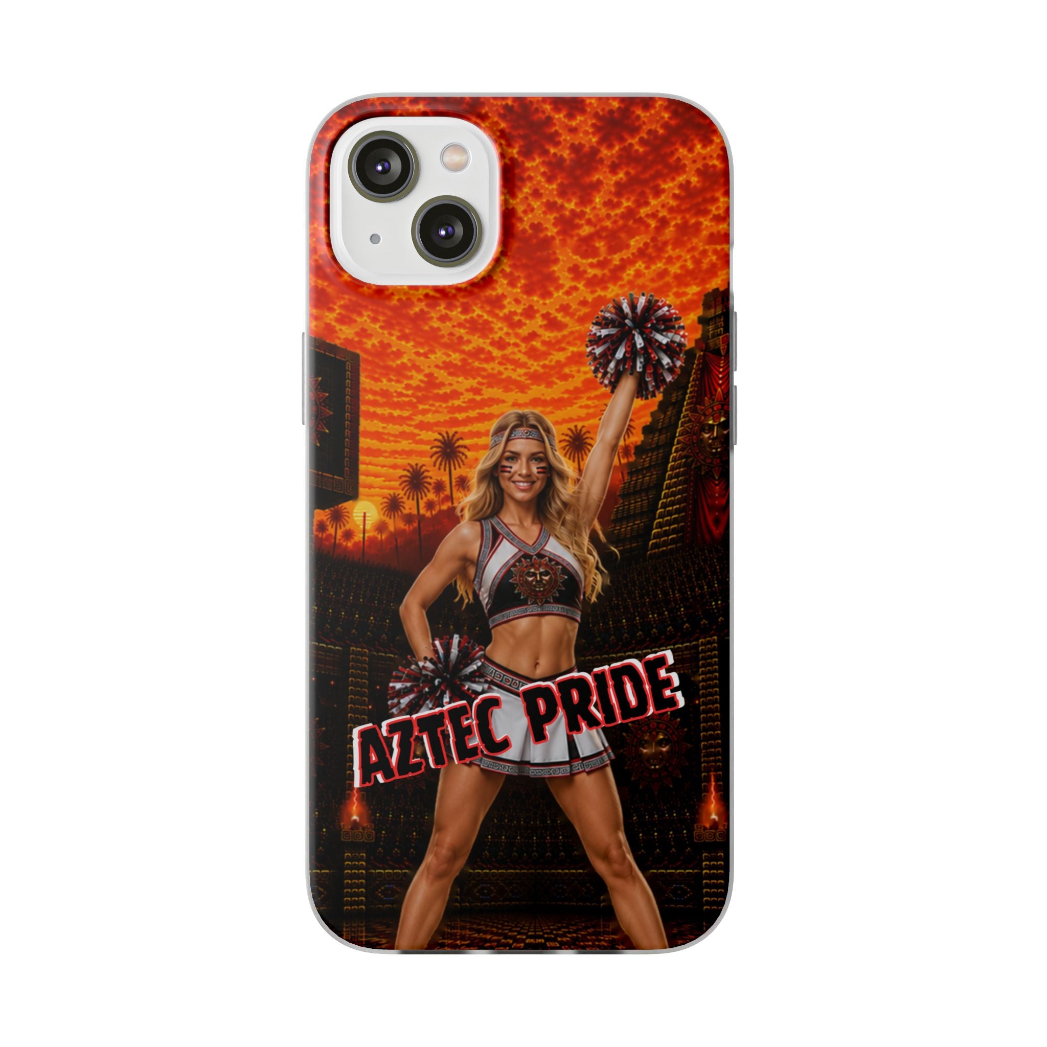 Aztec Cheerleader Warrior – Flexi Phone Case (iPhone & Samsung • Clear TPU • Made & Shipped in the USA • 🚚 FREE USA Shipping • Personalized Option)
