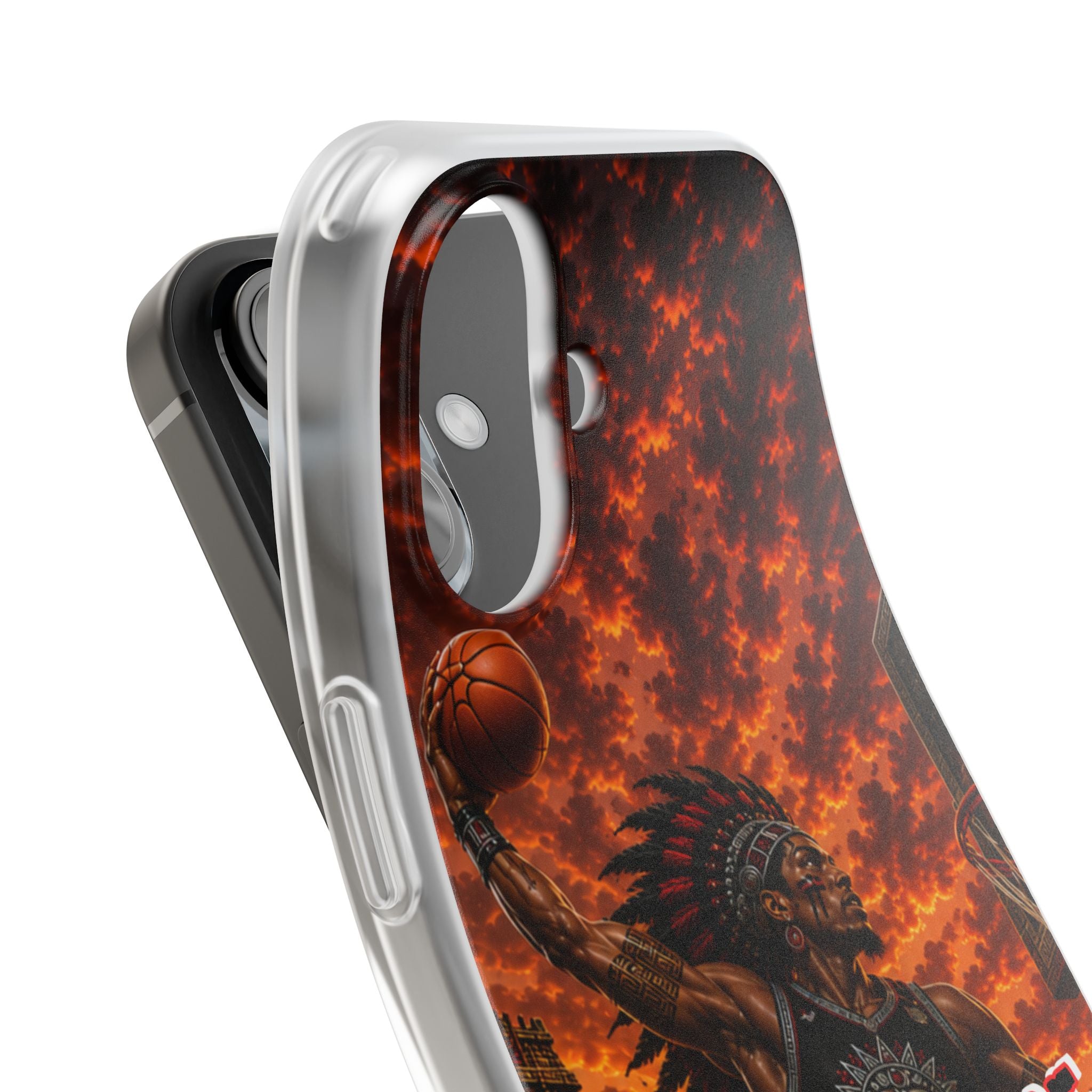 Aztec Basketball Male Warrior – Flexi Phone Case (iPhone & Samsung • Clear TPU • Made & Shipped in the USA • 🚚 FREE USA Shipping • Personalized Option)
