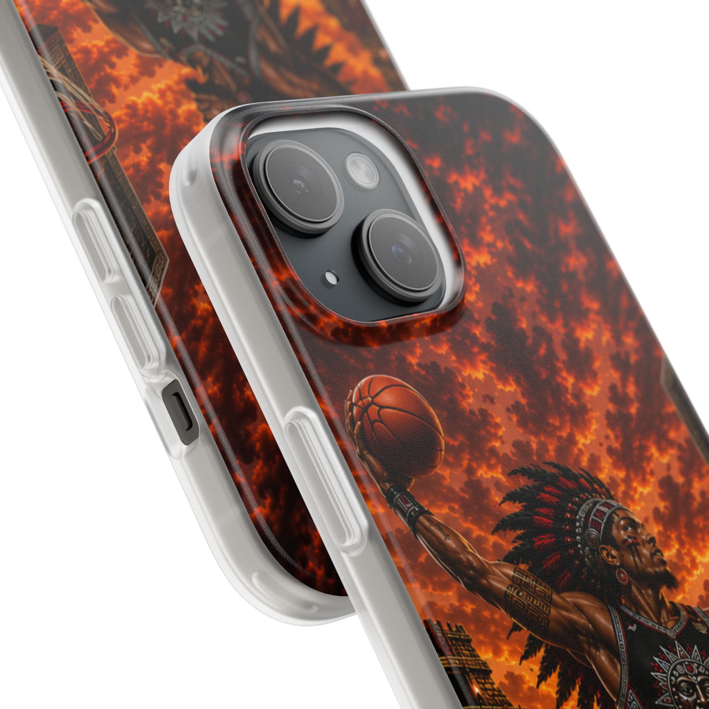 Aztec Basketball Male Warrior – Flexi Phone Case (iPhone & Samsung • Clear TPU • Made & Shipped in the USA • 🚚 FREE USA Shipping • Personalized Option)
