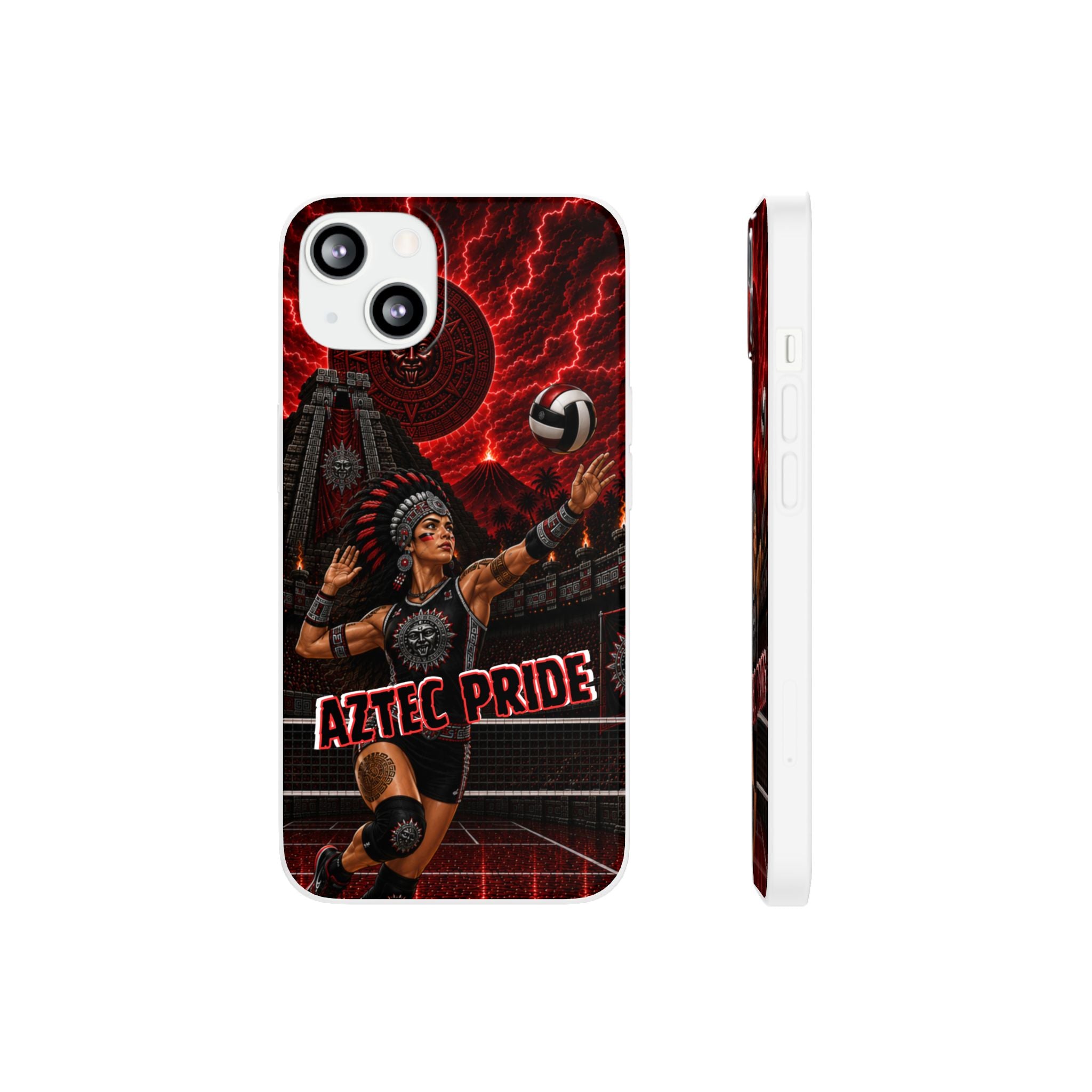 Aztec Volleyball Warrior – Flexi Phone Case (iPhone & Samsung • Clear TPU • Made & Shipped in the USA • 🚚 FREE USA Shipping • Personalized Option)