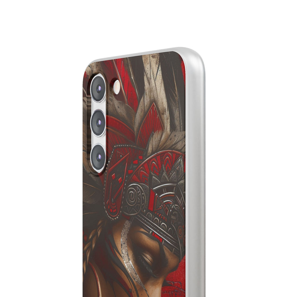 Aztec Sun Goddess – Flexi Phone Case (iPhone & Samsung • Clear TPU • Made in USA • Personalized Option)