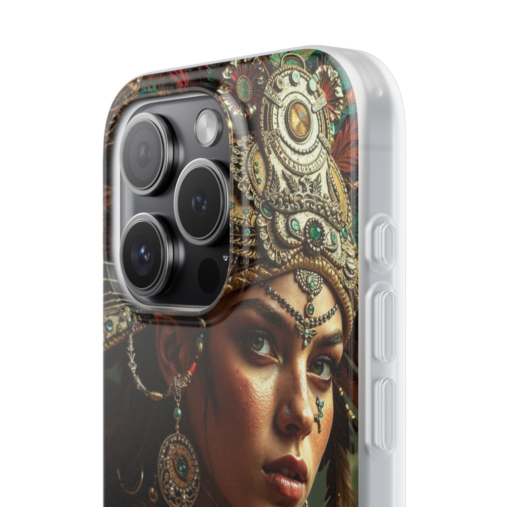 Aztec Warrior Goddess – Flexi Phone Case (iPhone & Samsung • Clear TPU • Made in USA • Personalized Option)