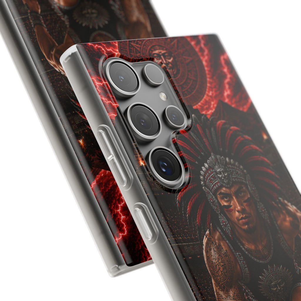 Aztec Track & Field Male Warrior – Flexi Phone Case (iPhone & Samsung • Clear TPU • Made & Shipped in the USA • 🚚 FREE USA Shipping • Personalized Option)