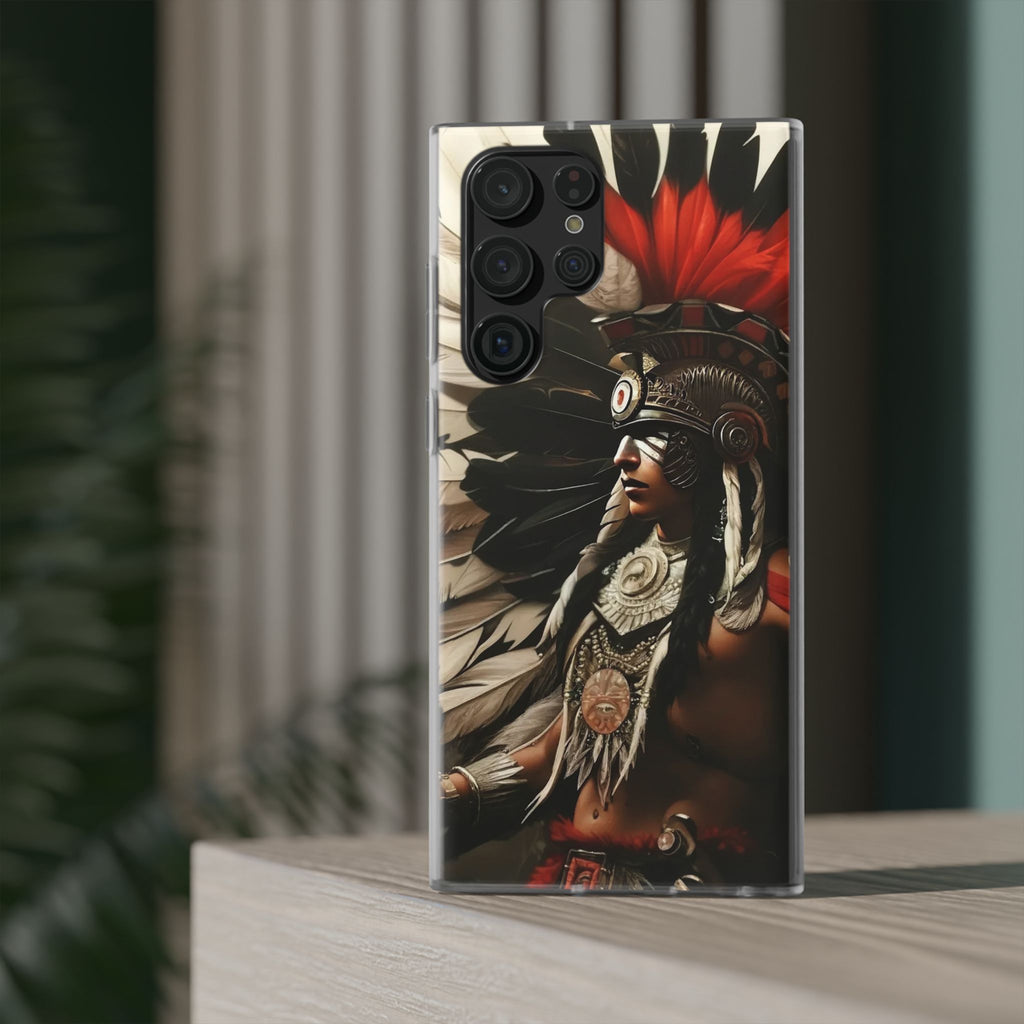Aztec Fierce Warrior – Flexi Phone Case (iPhone & Samsung • Clear TPU • Made in USA • Personalized Option)