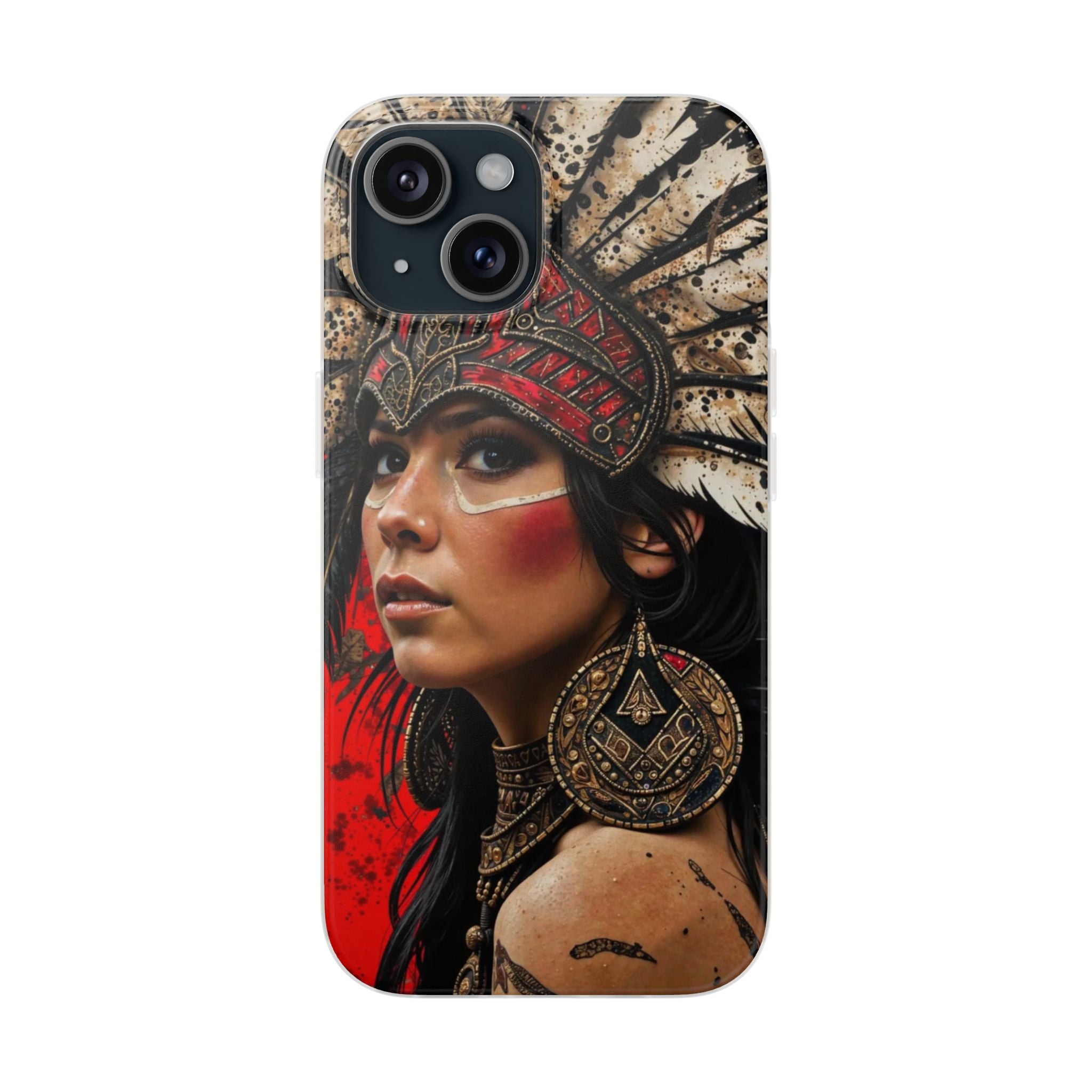 Aztec Moon Goddess – Flexi Phone Case (iPhone & Samsung • Clear TPU • Made in USA • Personalized Option)