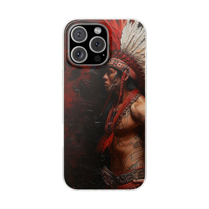 Aztec Noble Warrior – Flexi Phone Case (iPhone & Samsung • Clear TPU • Made in USA • Personalized Option)