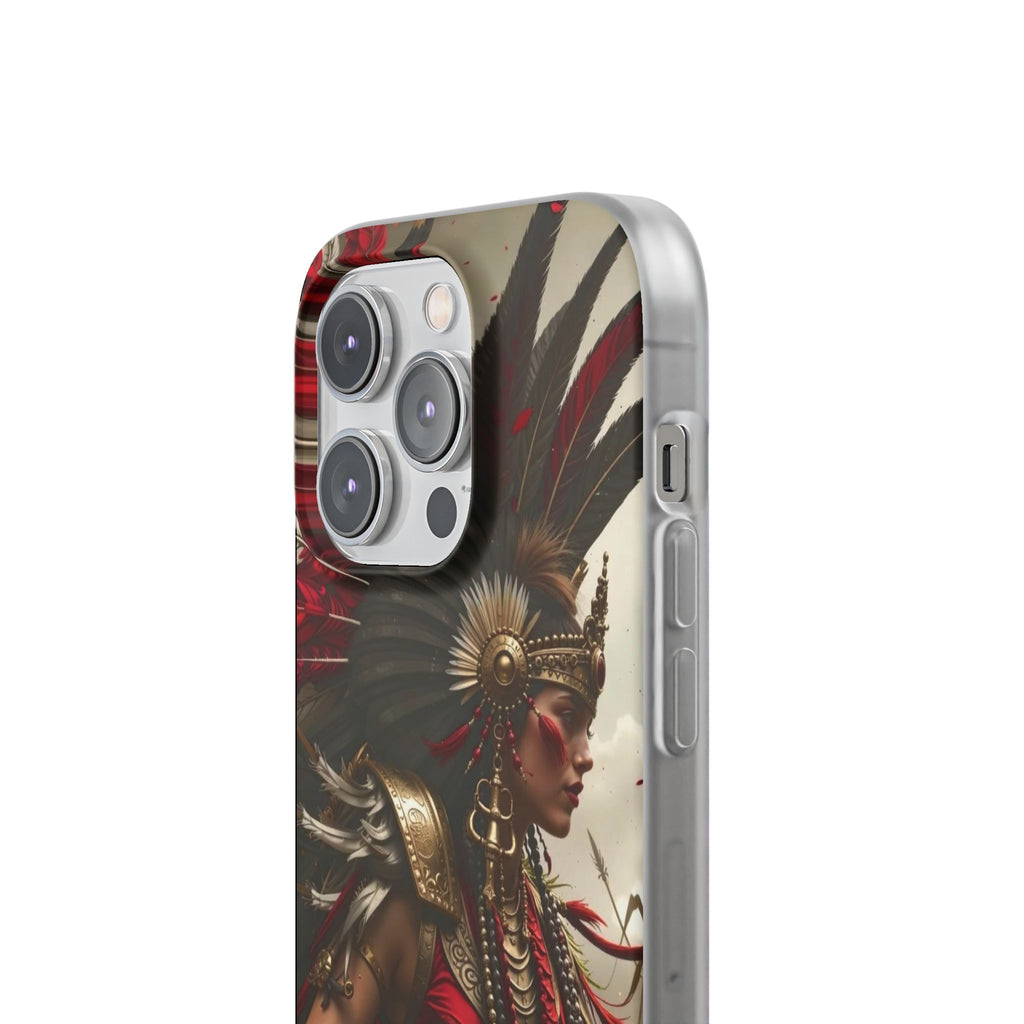 Aztec Warrior Queen – Flexi Phone Case (iPhone & Samsung • Clear TPU • Made in USA • Personalized Option)
