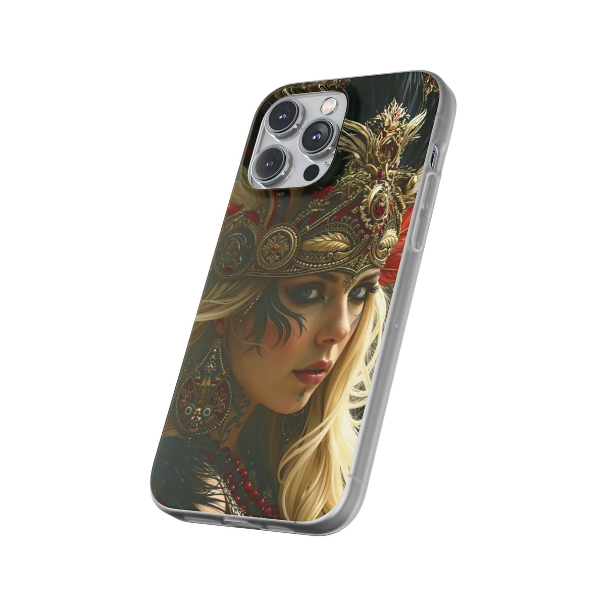 Aztec Fireheart Queen – Flexi Phone Case (iPhone & Samsung • Clear TPU • Made in USA • Personalized Option)