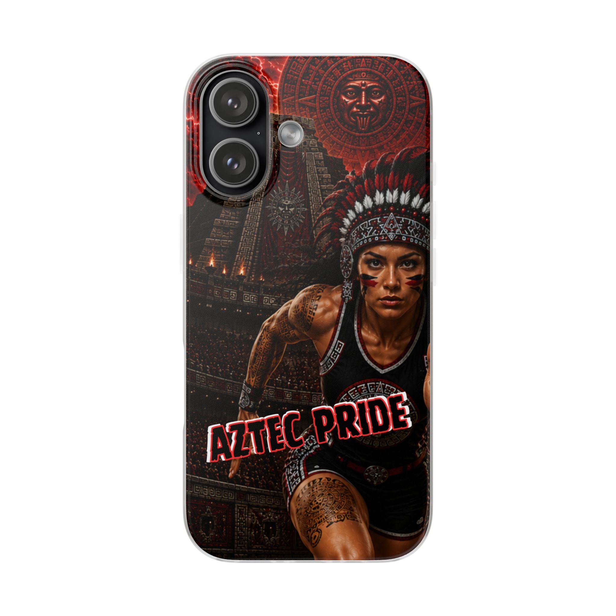 Aztec Track & Field Female Warrior – Flexi Phone Case (iPhone & Samsung • Clear TPU • Made & Shipped in the USA • 🚚 FREE USA Shipping • Personalized Option)